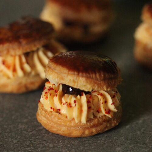 Paris-Brest foie gras/oignons confis